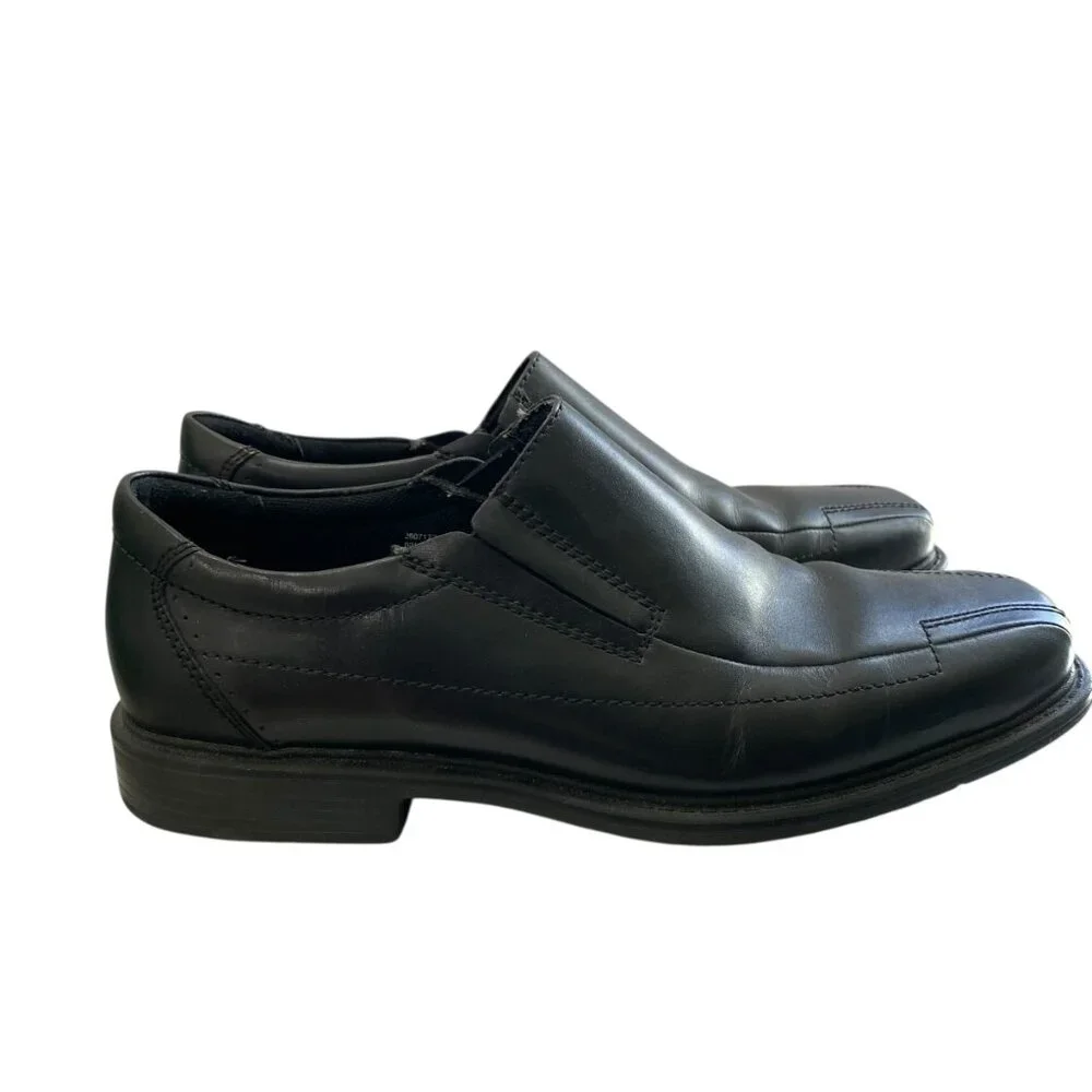 Clarks Leather England Deane Square Toe Loafer Mens 10M Black Office Career Work